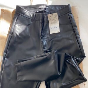 Zara Black Faux Leather Pants